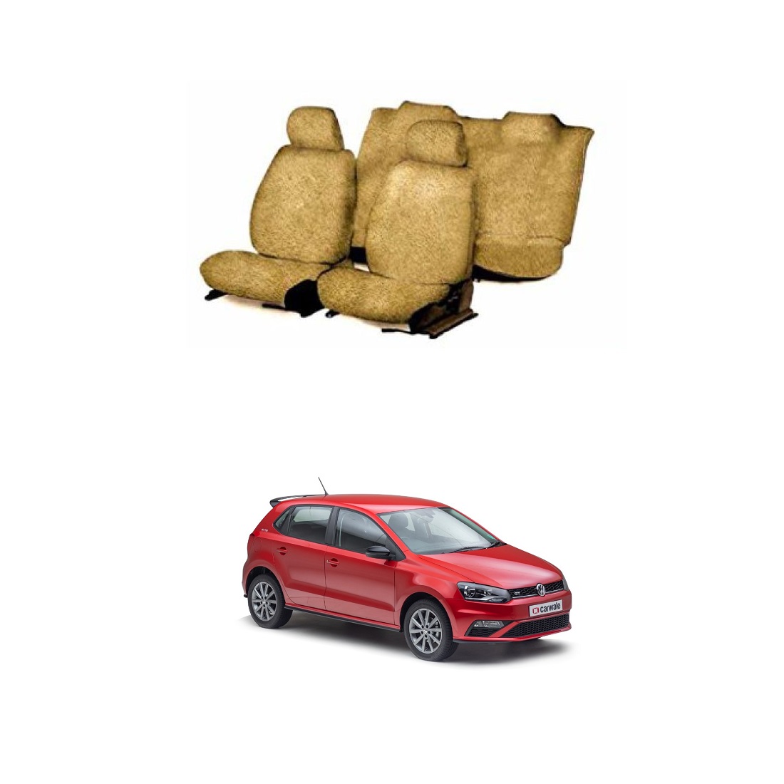 Cotton Towel Car Seat Cover for Volkswagen Polo (Beige)